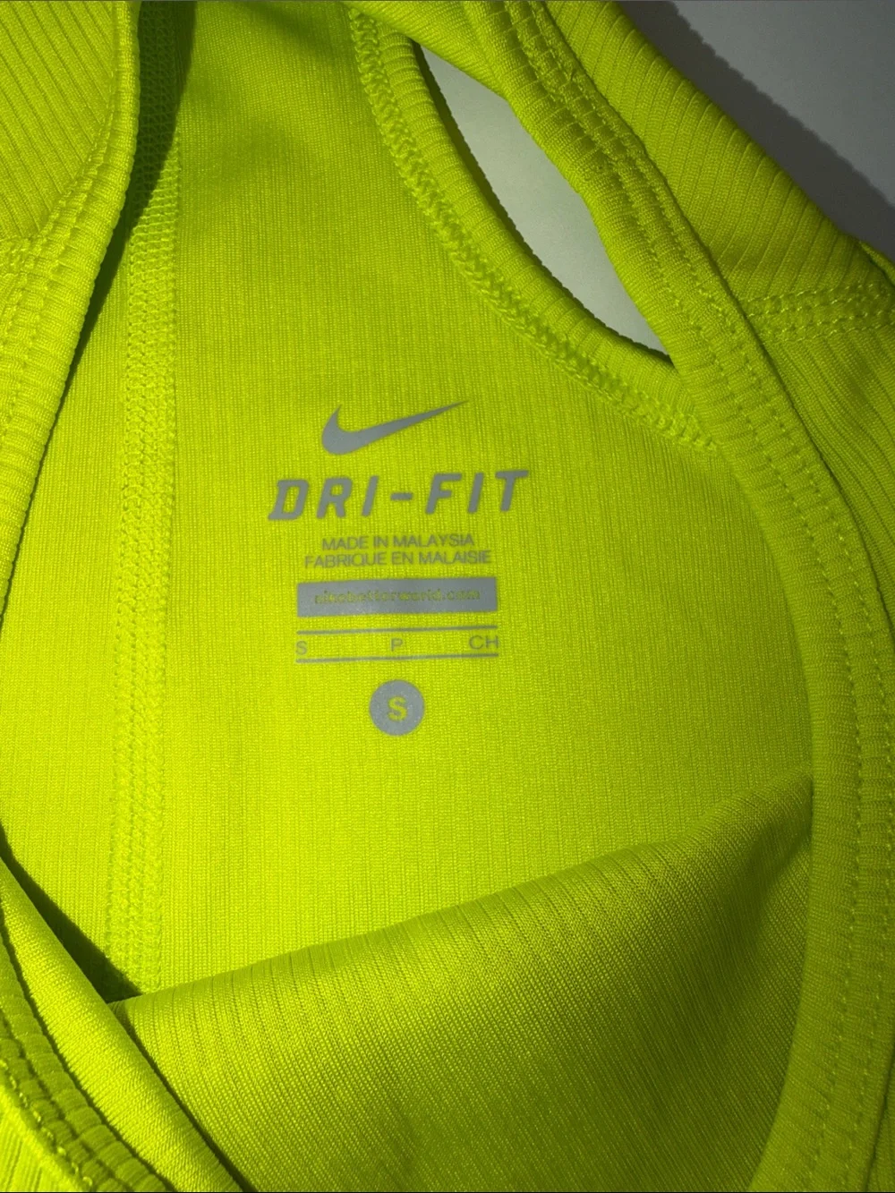 Nike Neon Yellow Ribbed Graphic Tank Top